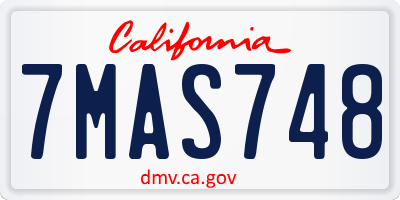 CA license plate 7MAS748