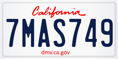 CA license plate 7MAS749