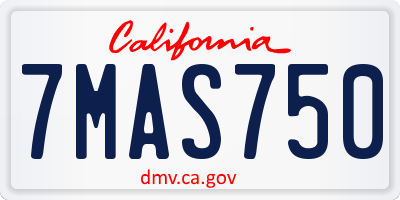 CA license plate 7MAS750
