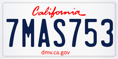 CA license plate 7MAS753
