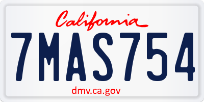 CA license plate 7MAS754