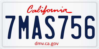 CA license plate 7MAS756