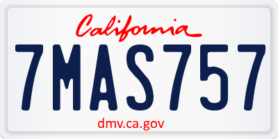 CA license plate 7MAS757