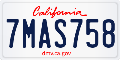 CA license plate 7MAS758