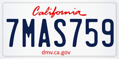CA license plate 7MAS759