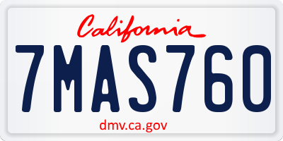 CA license plate 7MAS760