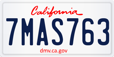 CA license plate 7MAS763
