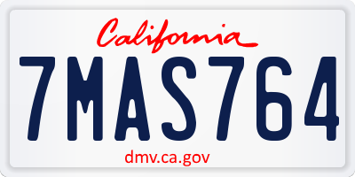 CA license plate 7MAS764