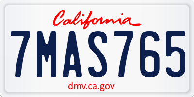 CA license plate 7MAS765