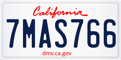 CA license plate 7MAS766