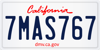CA license plate 7MAS767