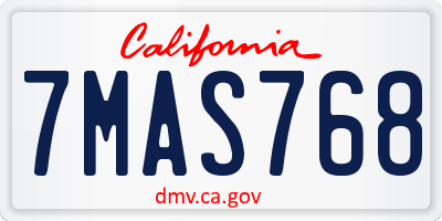 CA license plate 7MAS768