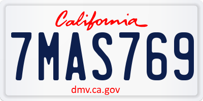 CA license plate 7MAS769