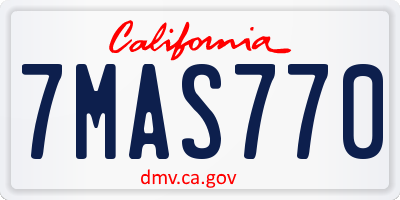 CA license plate 7MAS770