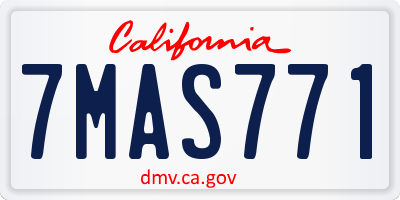CA license plate 7MAS771