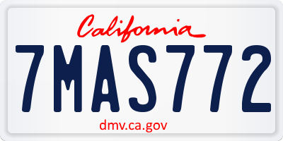 CA license plate 7MAS772