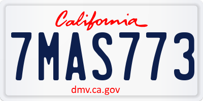 CA license plate 7MAS773