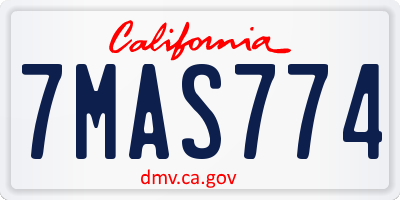 CA license plate 7MAS774