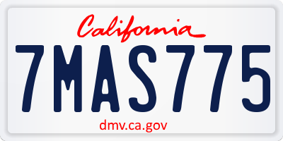 CA license plate 7MAS775