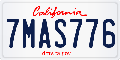 CA license plate 7MAS776