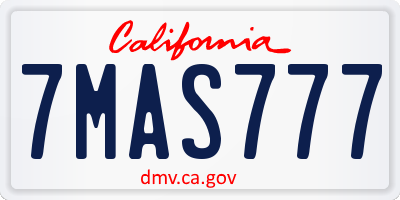 CA license plate 7MAS777