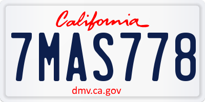 CA license plate 7MAS778