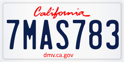 CA license plate 7MAS783