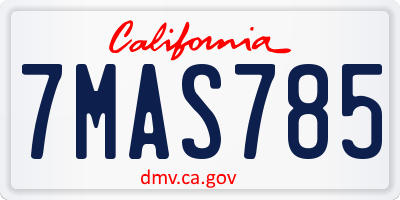 CA license plate 7MAS785