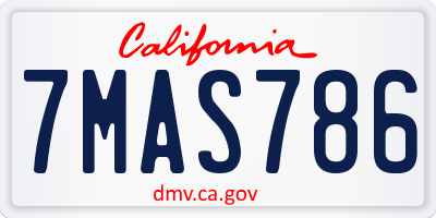 CA license plate 7MAS786