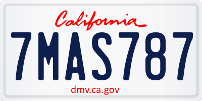 CA license plate 7MAS787