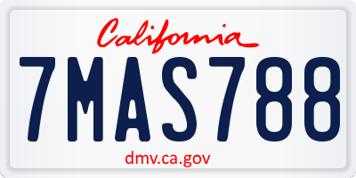 CA license plate 7MAS788