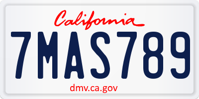 CA license plate 7MAS789