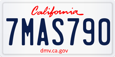 CA license plate 7MAS790