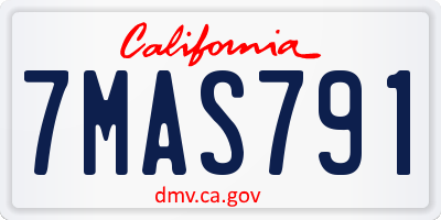 CA license plate 7MAS791