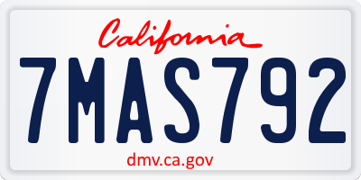 CA license plate 7MAS792