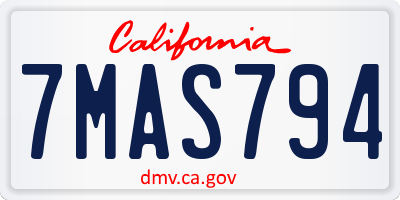 CA license plate 7MAS794