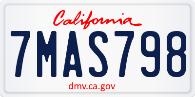 CA license plate 7MAS798