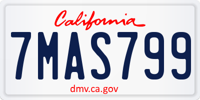 CA license plate 7MAS799