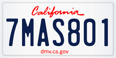 CA license plate 7MAS801