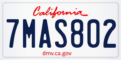 CA license plate 7MAS802