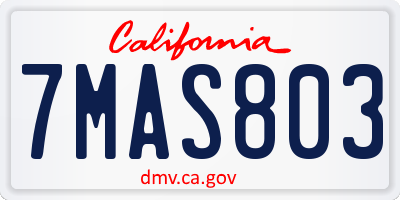 CA license plate 7MAS803