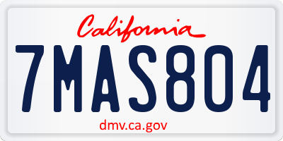CA license plate 7MAS804