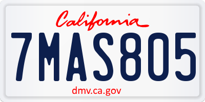 CA license plate 7MAS805