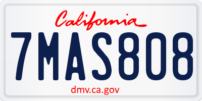 CA license plate 7MAS808