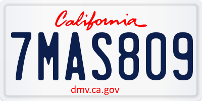 CA license plate 7MAS809