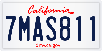 CA license plate 7MAS811