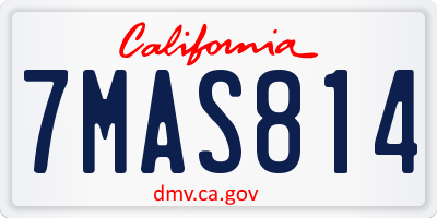 CA license plate 7MAS814