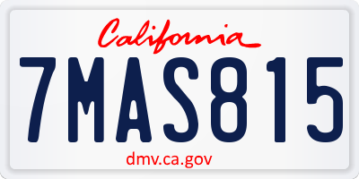 CA license plate 7MAS815