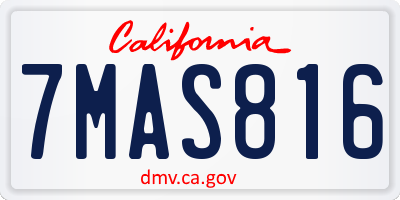 CA license plate 7MAS816