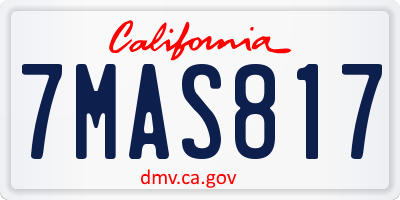 CA license plate 7MAS817